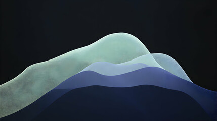 Poster - Minimal art, Soft rolling hills merging into darkness in a minimalist art representation with pastel colors