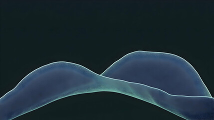 Poster - Minimal art, Dark minimal backdrop featuring intertwining turquoise and blue fluid waves, ideal for digital design and visual communication