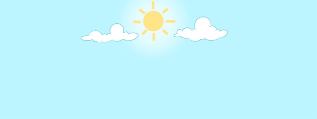 vector illustration of clouds and sun in a clear sky. cartoon background for children's book drawing
