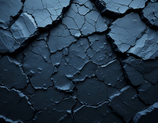 dark slate texture, fractured rock surface, moody geological patterns, deep blue-gray tones, rough stone layers, craggy natural formations, abstract rock face