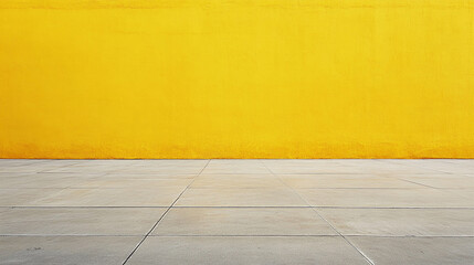 Aufkleber - Minimalistic Yellow Wall with Concrete Floor for Design and Advertising