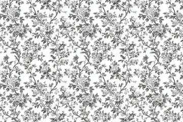 Poster - Floral Toile Tapestry Pattern. Vintage botanical wallpaper pattern. Background image. Created with Generative AI technology