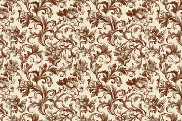 Poster - Floral Toile Tapestry Pattern. Vintage botanical wallpaper pattern. Background image. Created with Generative AI technology