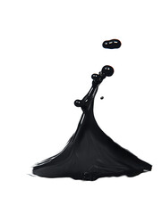 Wall Mural - Isolated Black Liquid Droplet and Splash