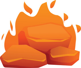 Poster - Glowing embers burning with intense heat and orange flames, creating a cozy and warm atmosphere