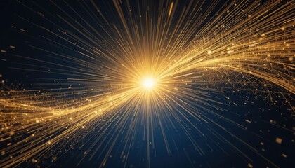 Wall Mural - A stunning display of golden light streams across a deep blue background, creating an ethereal atmosphere reminiscent of celestial wonders and artistic imagination