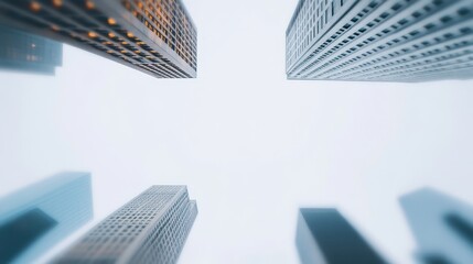 Poster - The Serene Flow of Capital Embracing Minimalism Amidst Urban Skyscrapers Under a Calm Sky