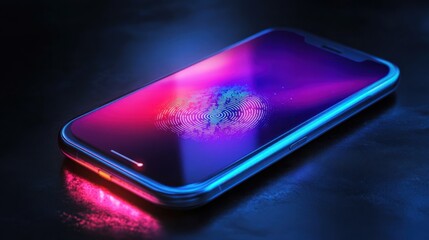 Poster - Fingerprint scanner designs with neon glow effects for modern tech branding.