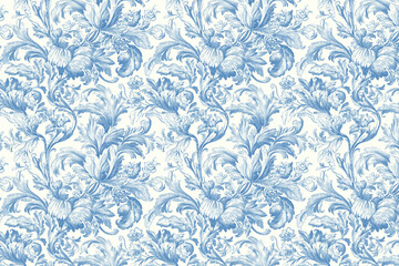 Poster - Floral Toile Tapestry Pattern. Vintage botanical wallpaper pattern. Background image. Created with Generative AI technology