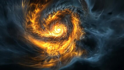 Poster - Vivid swirling galaxy with orange and blue hues depicting celestial energy and motion in deep space