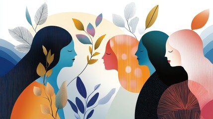 Poster - Colorful Illustrations of Women Representing Imagination and Interconnectedness in an Abstract Style