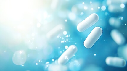 Poster - Healthcare background integrating virtual technology elements with subtle blur effects.