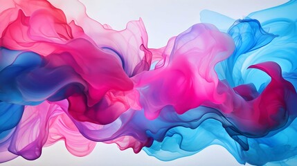 Poster - An abstract artwork featuring a mesmerizing blend of flowing pink, red, and blue hues, creating a dynamic and ethereal visual experience