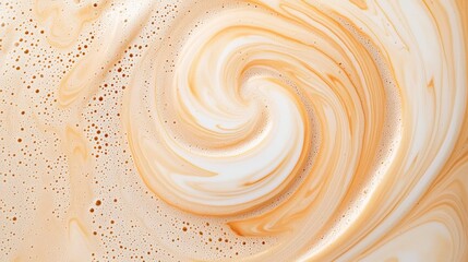 Poster - Abstract Swirling Cream and Caramel Texture with Bubbles and Foam on a Light Background