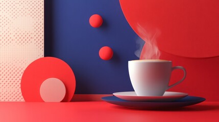 Poster - Modern coffee backgrounds using bold colors and sleek, geometric designs.