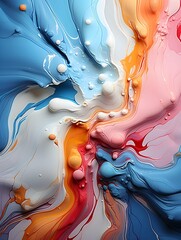 Poster - An abstract artwork featuring a mesmerizing blend of flowing pink, red, and blue hues, creating a dynamic and ethereal visual experience