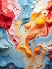Poster - An abstract artwork featuring a mesmerizing blend of flowing pink, red, and blue hues, creating a dynamic and ethereal visual experience