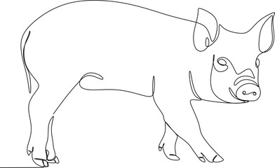 Wall Mural - Сontinuous abstract line drawing of pig hand drawn