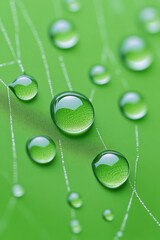 Aufkleber - An enchanting macro shot of morning dew drops on a spiderweb, capturing the delicate balance and shimmering beauty in natural surroundings,