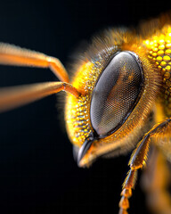 Aufkleber - A stunning macro close-up of a beeâ€™s eye, capturing the complex facets and iridescent reflections that highlight its role in nature,