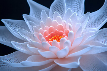 Aufkleber - A mesmerizing macro shot of a water lilyâ€™s center, capturing the intricate arrangement of stamens and pistils in a serene pond setting,