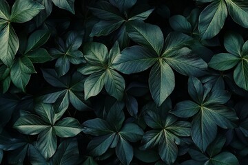 Aufkleber - Lush dark green foliage, natural leaf background texture.