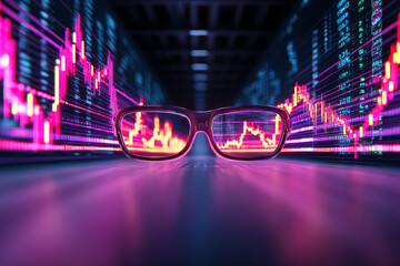 Poster - An engaging VR simulation where users can explore and interact with 3D stock market chart lines, featuring dynamic animations and customizable data visualizations in a virtual finance hub,