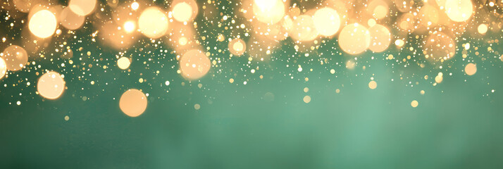 Aufkleber - A stunning St. Patrick's Day scene with glowing green shamrocks interspersed on a luxurious golden bokeh backdrop