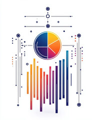 Leinwandbilder - An abstract illustration of data analysis featuring colorful bar charts, pie charts, and line graphs merging into a cohesive visual representation on a gradient backdrop,