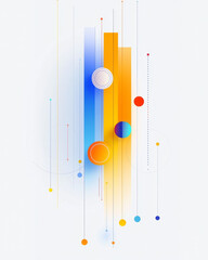 Poster - An abstract illustration of data analysis featuring colorful bar charts, pie charts, and line graphs merging into a cohesive visual representation on a gradient backdrop,