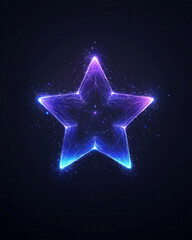 Leinwandbilder - A vibrant abstract illustration of a blue pix star symbol, enhanced with subtle shadows and highlights for a three-dimensional effect,