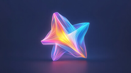 Leinwandbilder - A vibrant abstract illustration of a blue pix star symbol, enhanced with subtle shadows and highlights for a three-dimensional effect,