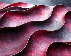 Poster - Abstract red and gray metallic waves texture.