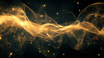 Poster - AI energy lines weave through abstract space, creating luminous patterns in a dark environment