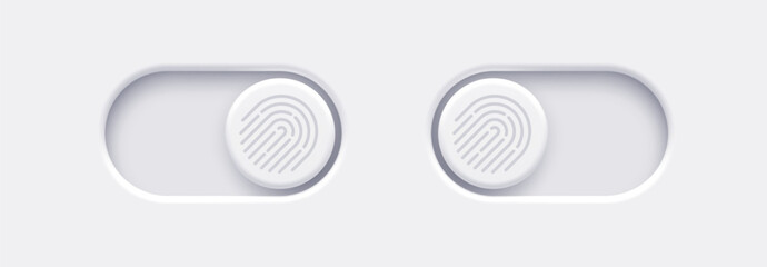 Fototapete - Lock and Unlock toggle switch buttons with fingerprint icon. Material design switch buttons set. Vector illustration.