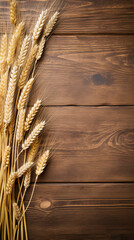 wheat ears on wooden background