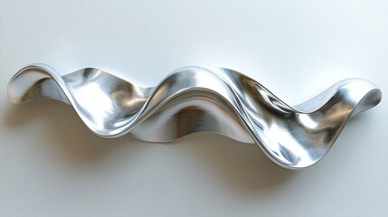 Poster - Abstract silver metallic wave sculpture.