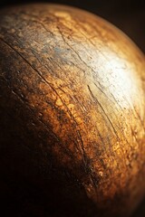 Aufkleber - Close-up of a dark brown, spherical object with visible wood grain and texture, illuminated from the side.
