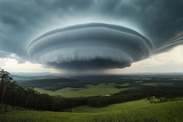 Poster - A thunderstorm rolling over a vast landscape