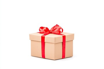 A beautifully wrapped gift box with a red ribbon, symbolizing celebration and joy