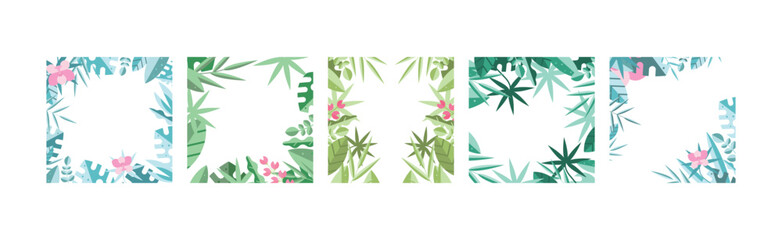 Poster - Green Foliage and Leaf Frame and Decorative Border Vector Set