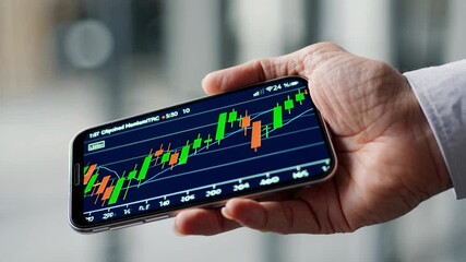 Aufkleber - Understanding financial trends through candlestick charts on mobile devices for real-time trading insights