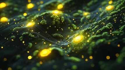 Aufkleber - Abstract green and gold glowing texture.