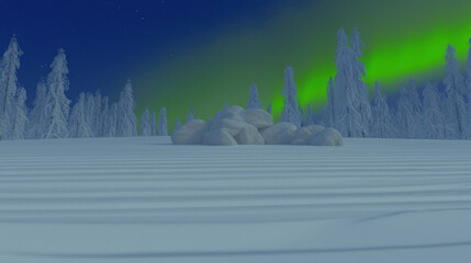 Sticker - Snow-Covered Forest with Northern Lights