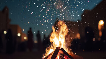 Canvas Print - Starry Sky Over a Quiet Desert Campfire