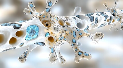 Wall Mural - Abstract Cellular Structure  Microscopic  D Render