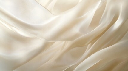 Leinwandbilder - Close-up of creamy white silk fabric with soft folds and drapes.