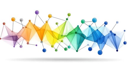 Wall Mural - Abstract Colorful Network Connection  Polygonal Design  Data Visualization