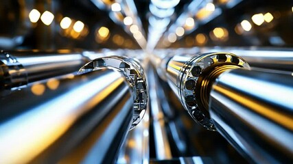 Aufkleber - closeup of a robotic assembly line highlighting a conveyor belt transporting components while overhe