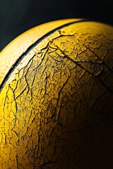 Leinwandbilder - Close-up of a weathered, yellow ball with cracked paint.